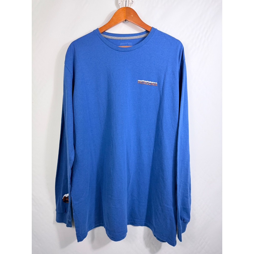 Patagonia Mens XXL Long Sleeve Responsibili-Tee Blue Snowy Logo Shirt 37781 FA24